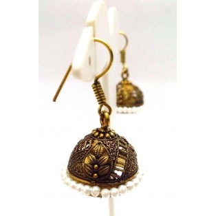Golden Oxidized Earrings Jhumka Jhumki Ethnic Jewelry Drop Chandelier Dangle AE8